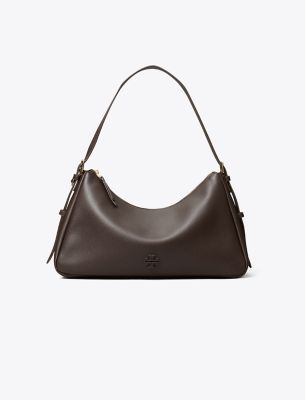 Tory Burch Thea Zip Top Shoulder Bag Deep Brown