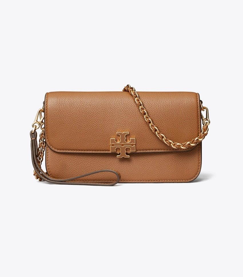 Tory Burch Britten Chain Wallet - Forest Brown