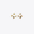 Tory Burch Logo Pearl Front Back Earrings