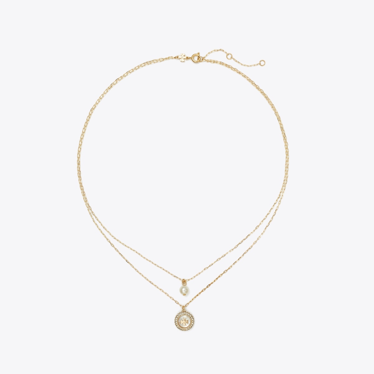 Tory Burch Mother Of Pearl Pavé Layered Necklace