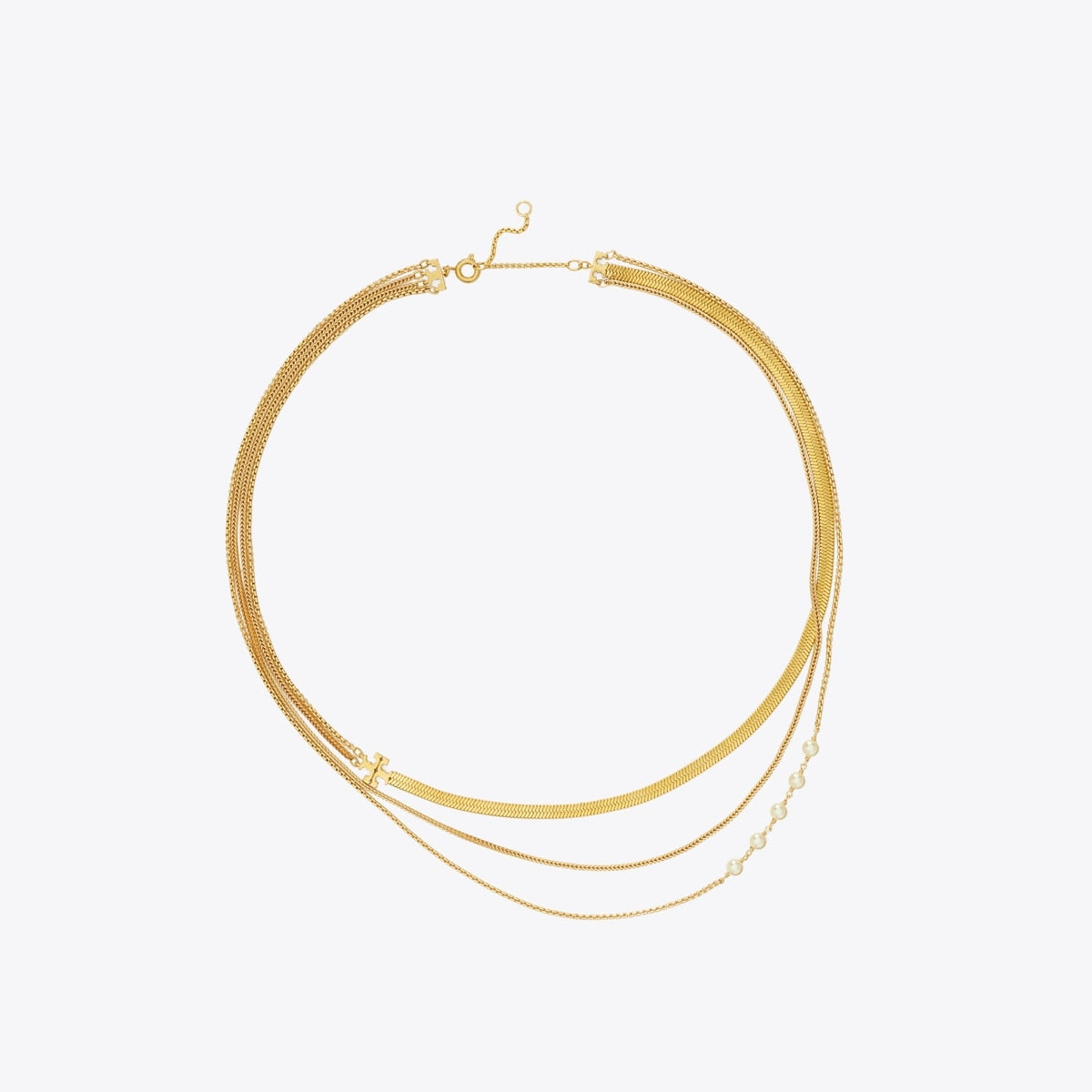 Tory Burch Logo Layered Pearl Necklace