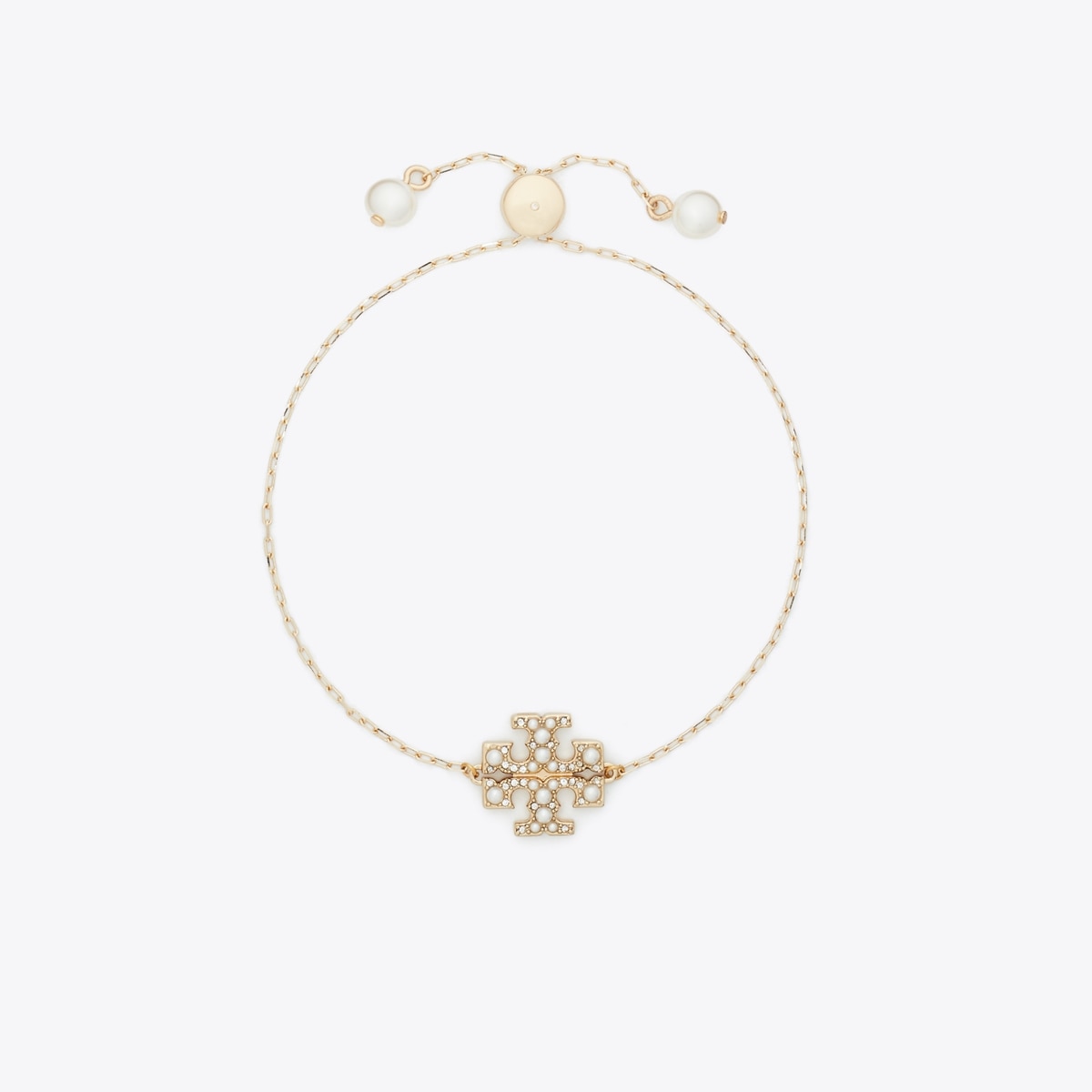 Tory Burch Pearl Pavé Logo Slider Bracelet