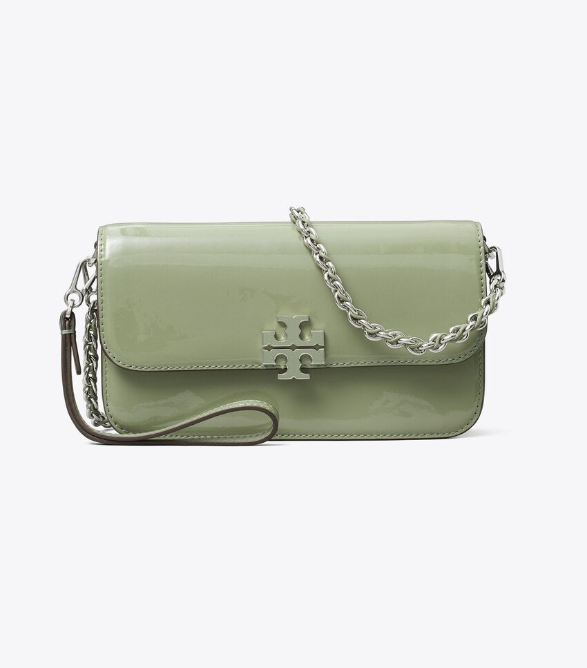 Tory Burch Britten Chain Wallet - Patent Light Jade