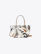 Tory Burch Nylon Printed Mini Tote Beige Sailboat Spiral