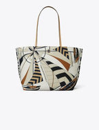Tory Burch Nylon Printed Tote Beige Sailboat Spiral