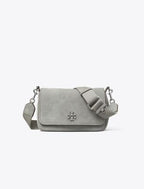 Tory Burch Thea Suede Flap Shoulder Bag Pebble Dust