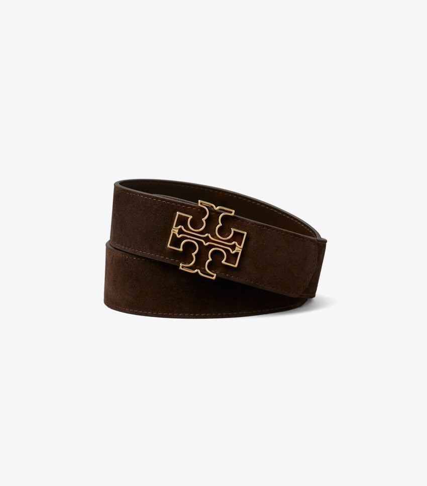 1.5" Suede Logo Belt - Dark Cocoa