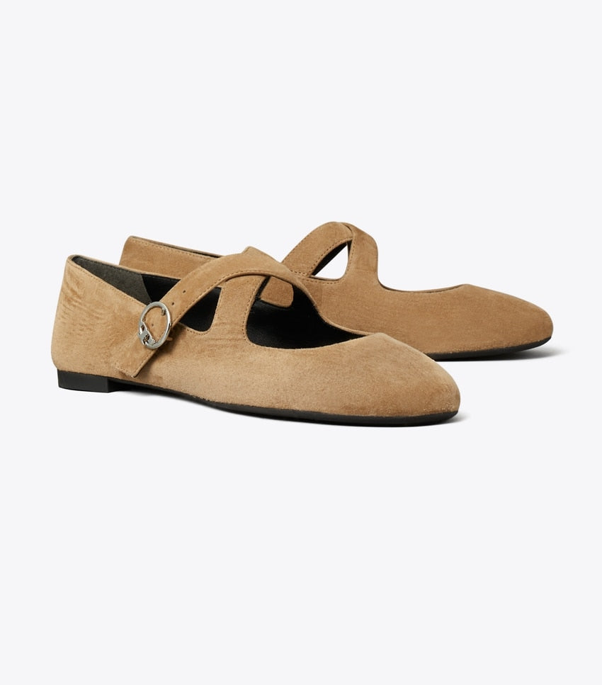 Tory Burch Criss Cross Mary Jane - Suede River Rock