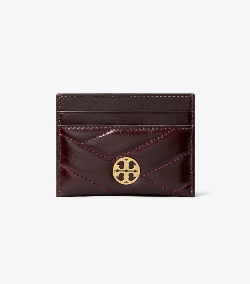 Tory Burch Willa Chevron Glazed Flat Card Case - Fig