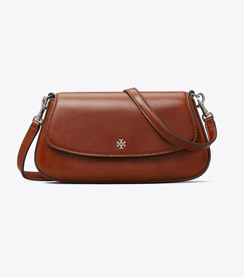 Tory Burch Rory Glazed Mini Convertible Crossbody - Aged Brown