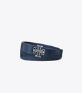 1" Textured Patent Logo Belt - Navy