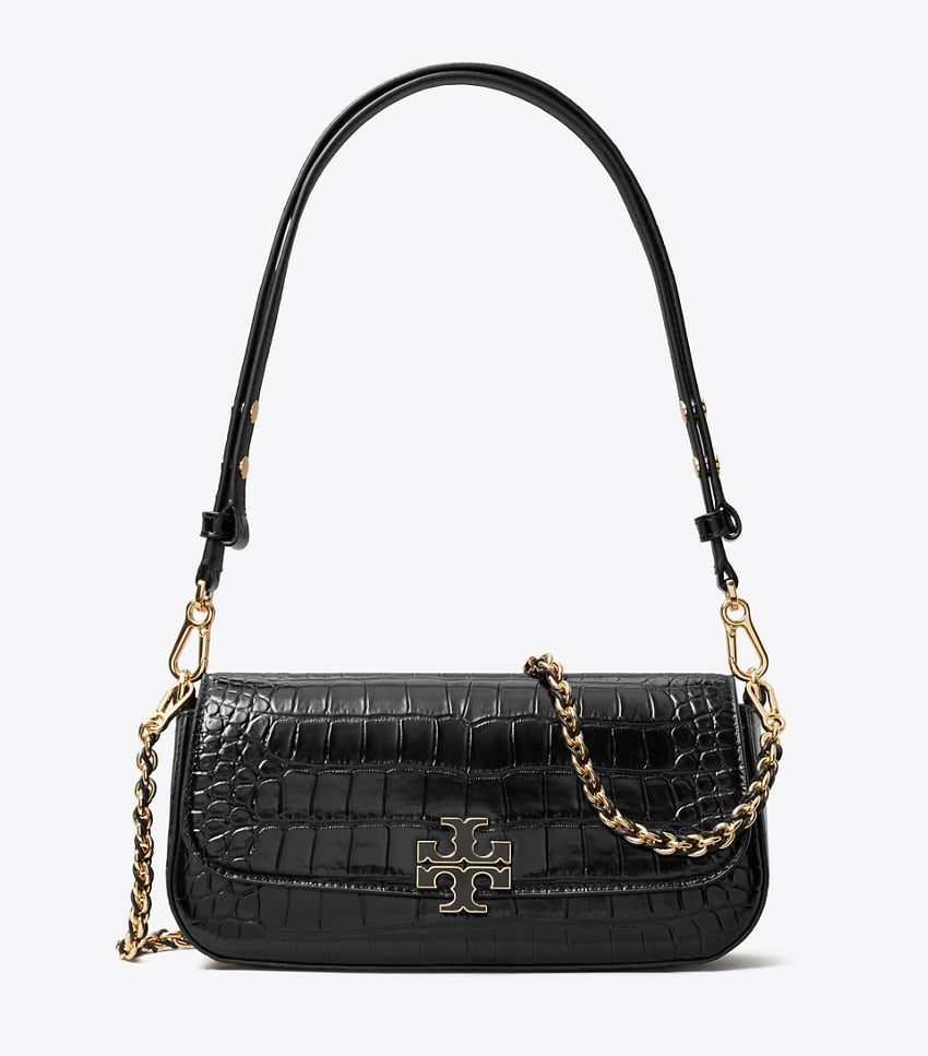 Tory Burch Britten Convertible Crossbody - Embossed - Black