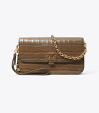 Tory Burch Britten Chain Wallet - Embossed Night Hawk