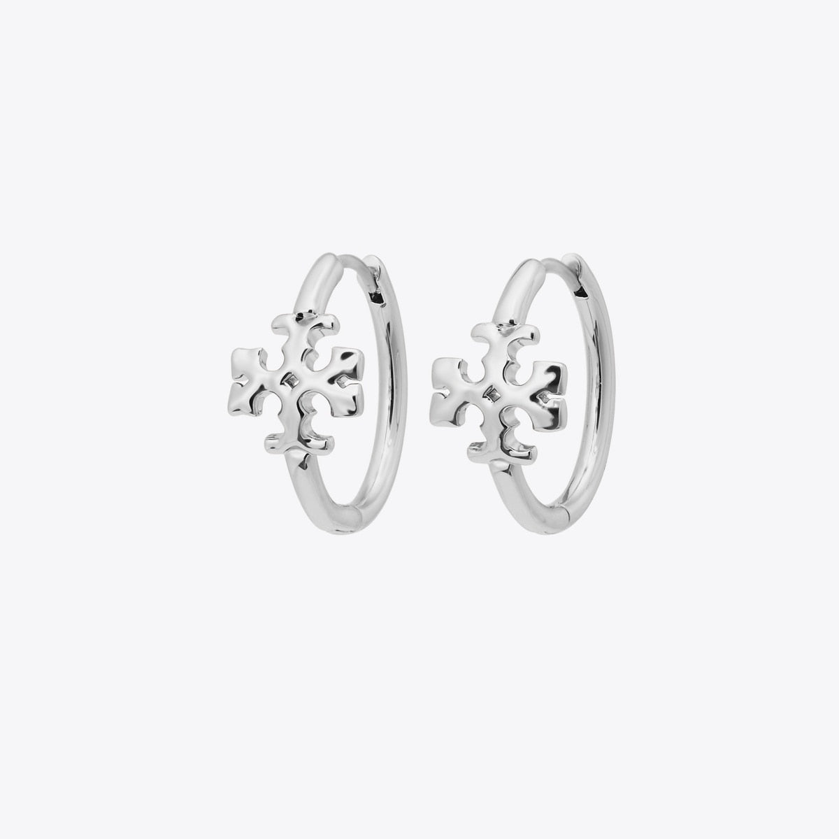 Tory Burch Roxanne Logo Small Hoop Earrings - Silver