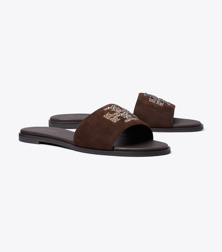 Everly Slide Embellished Dark Cocoa