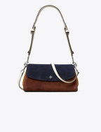 Rory Glazed Flap Shoulder Bag - Color-Block Tory Navy Coffee Iron