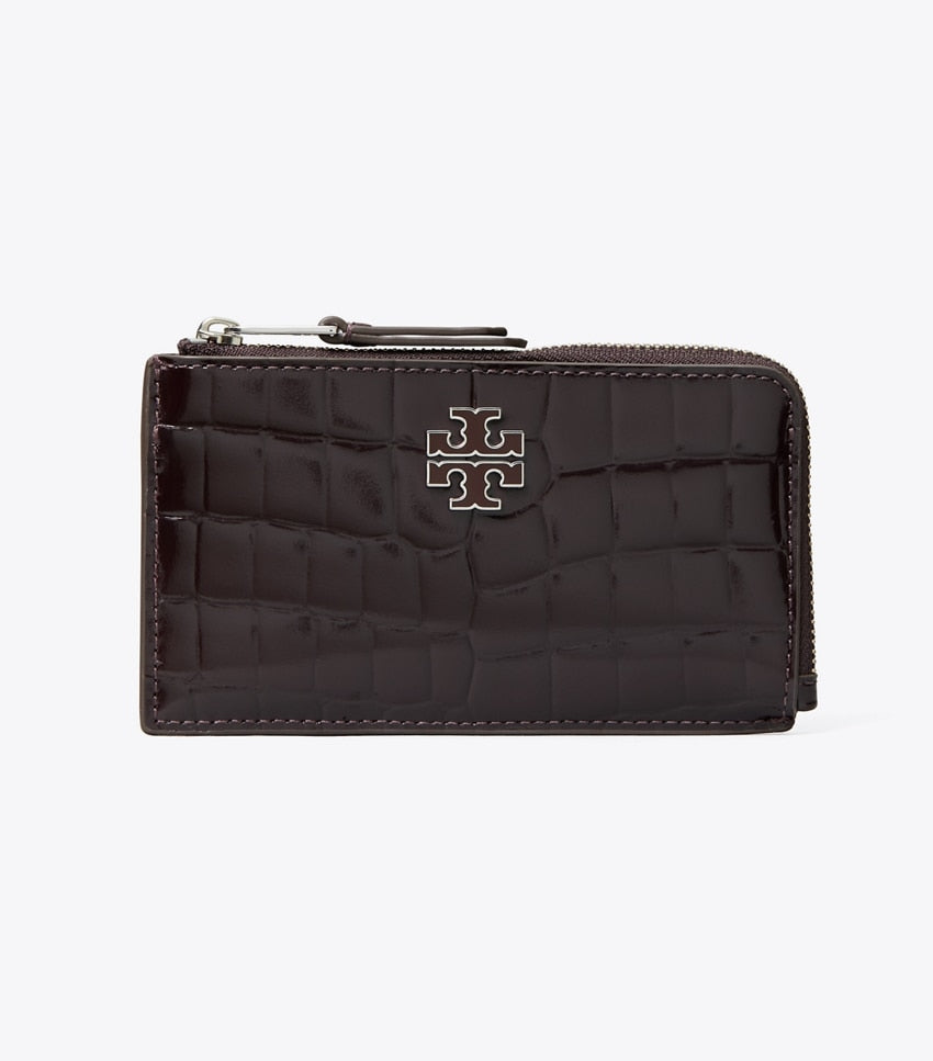 Britten Shiny Embossed Zip Card Case - Amaranth