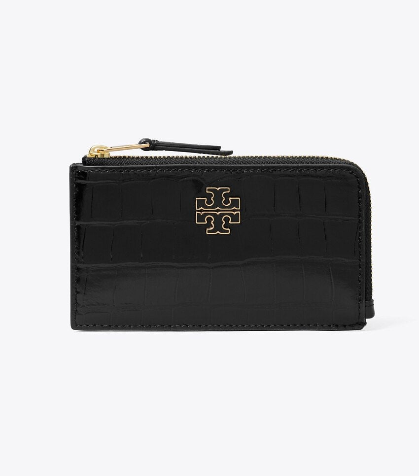 Britten Embossed Zip Card Case - Black
