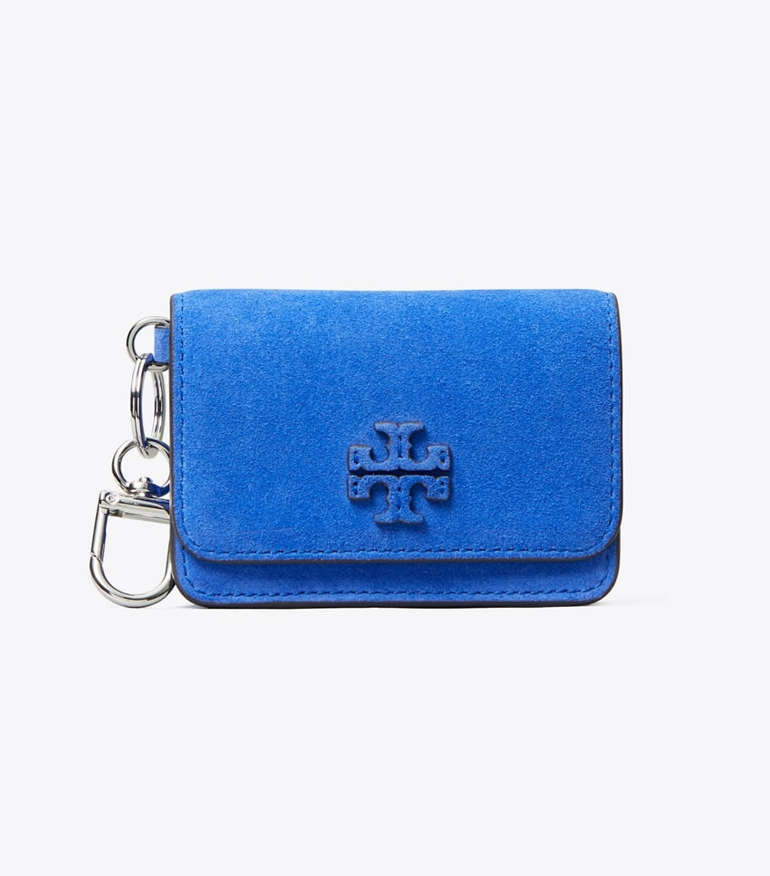 Thea Suede Flap Card Case - Cobalt Ocean