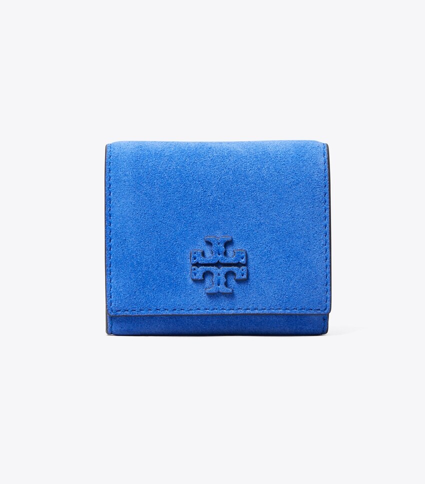 Thea Suede Compact Wallet - Cobalt Ocean