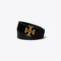 Tory Burch 1.5" Smooth Pave Logo Belt Black