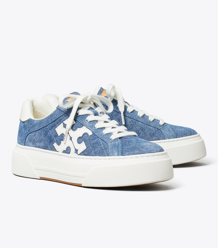 Tory Burch Color Block Quilted Platform Sneaker - Denim / Snow White
