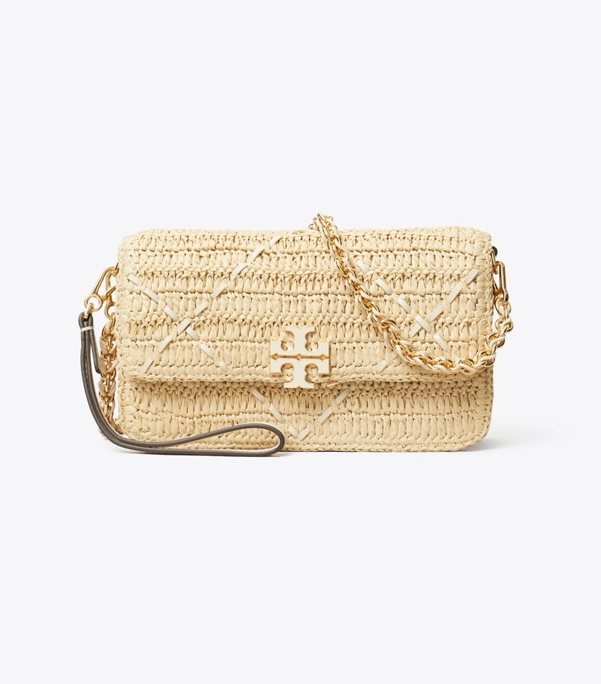Tory Burch Britten Chain Wallet - Raffia Crochet Raffia
