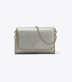 Tory Burch Metallic Chain Wallet - Silver