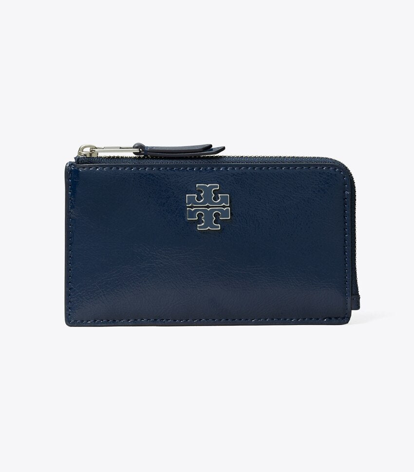 Britten Crinkle Shine Zip Card Case - Navy