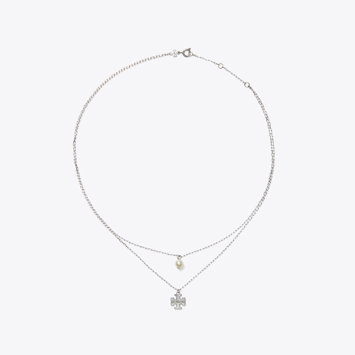 Tory Burch Britten Mother Of Pearl Double Strand Pendant Necklace