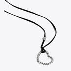 Tory Burch Textured Rope Heart Necklace - Silver