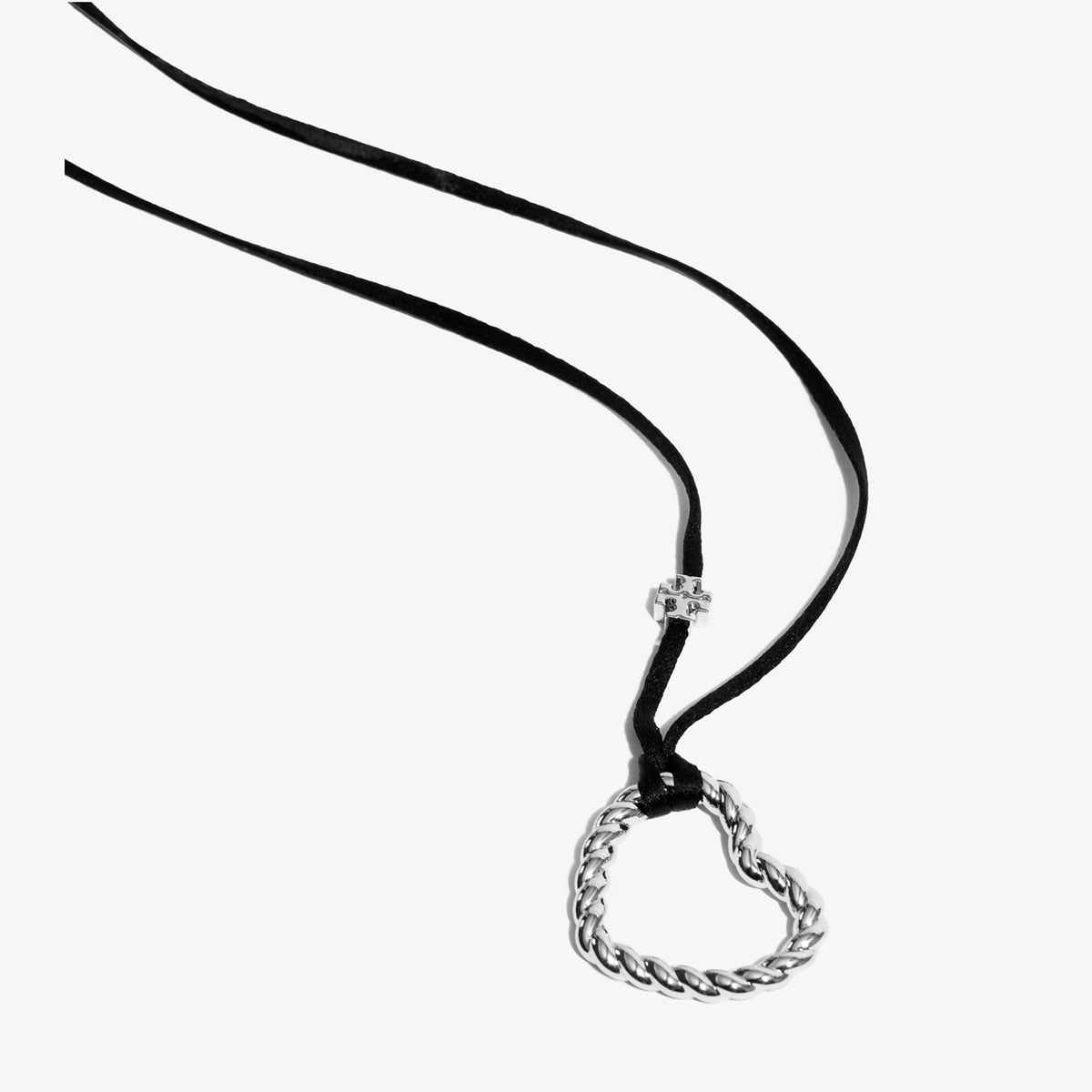 Tory Burch Textured Rope Heart Necklace - Silver