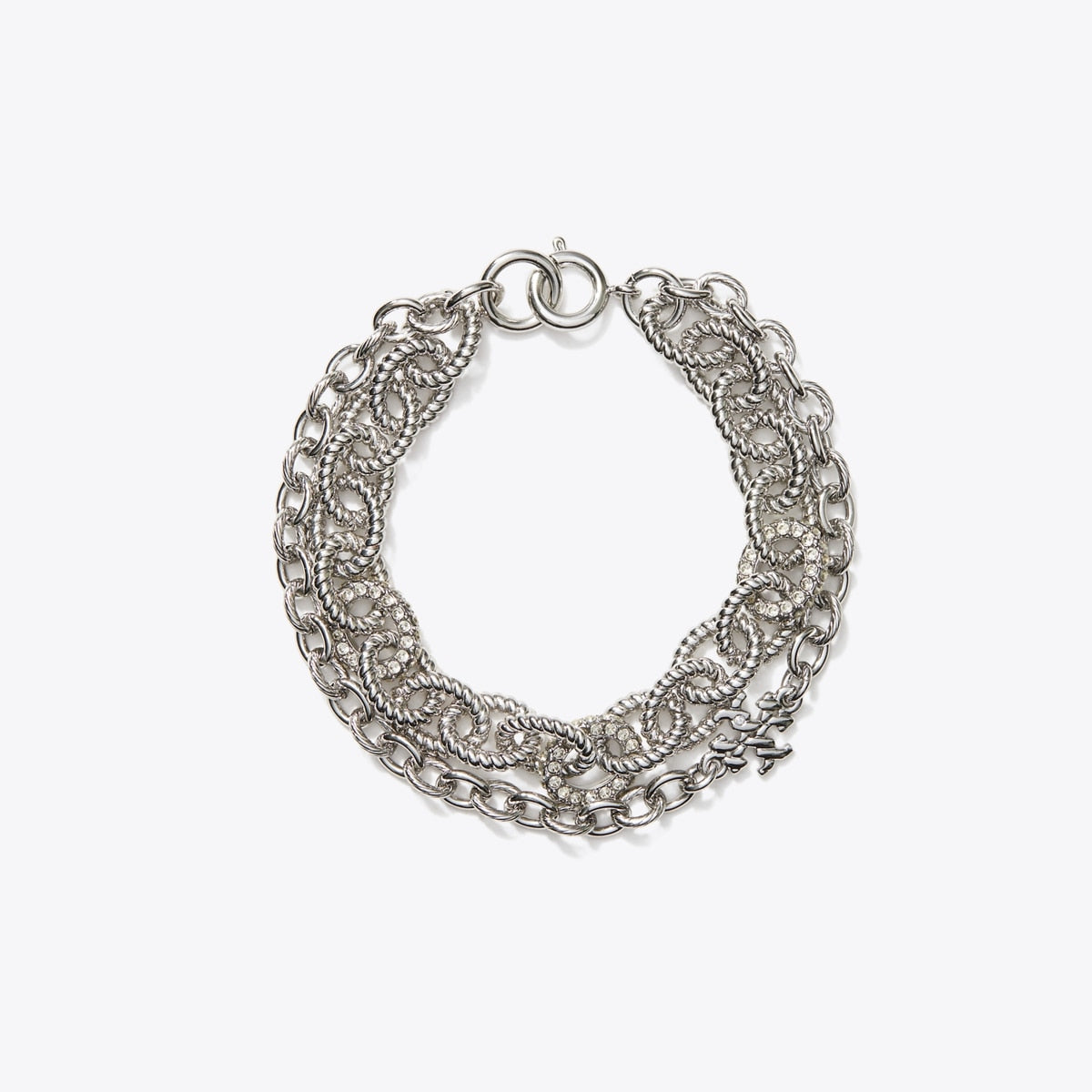 Tory Burch Textured Rope Pave Multi Link Bracelet