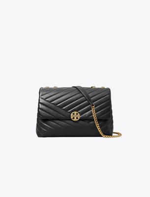 Willa Chevron Large Shoulder Bag - Black