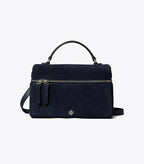 Tory Burch Rory Suede Slim Top Handle Bag - Tory Navy