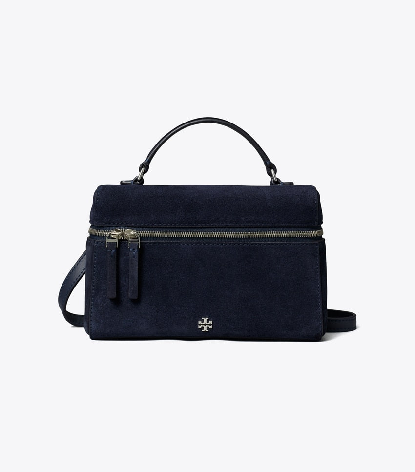 Tory Burch Rory Suede Slim Top Handle Bag - Tory Navy