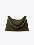 Britten Large Zip Shoulder Bag - Suede Dark Leccio