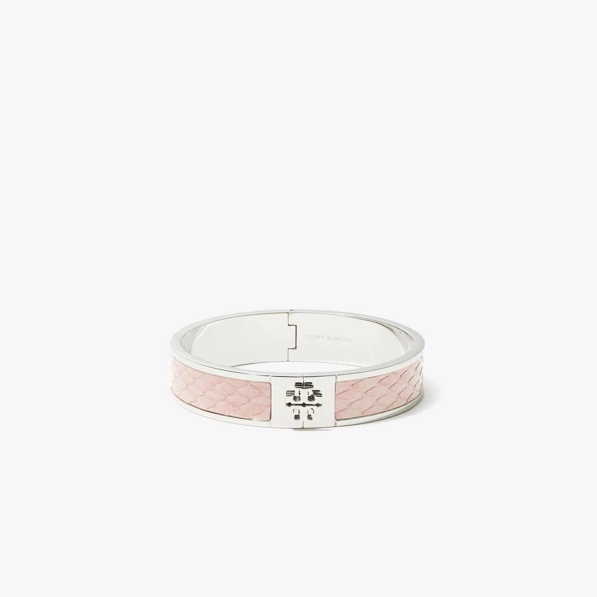 Tory Burch Small Embossed Leather Inlay Cuff Tory Gold / Pink