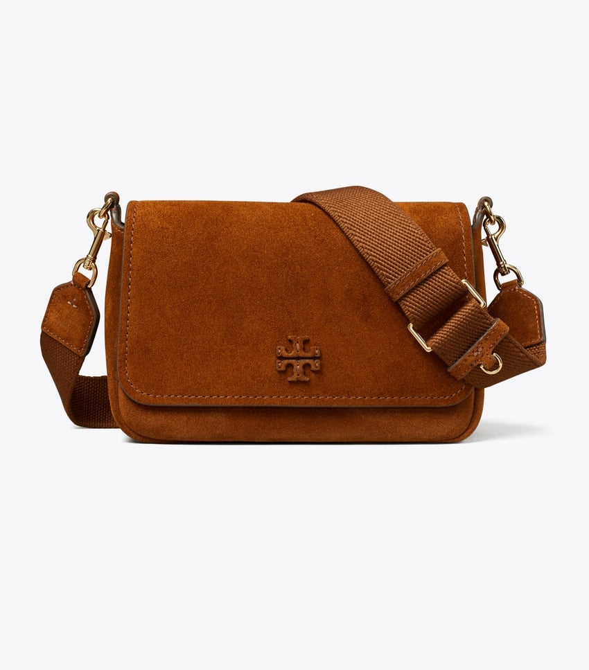 Tory Burch Thea Suede Flap Shoulder Bag - Suede - Park Bench