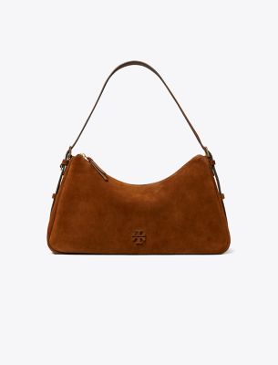 Tory Burch Thea Zip Top Shoulder Bag Suede Park Bench