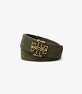 1.5" Suede Logo Belt - Dark Leccio