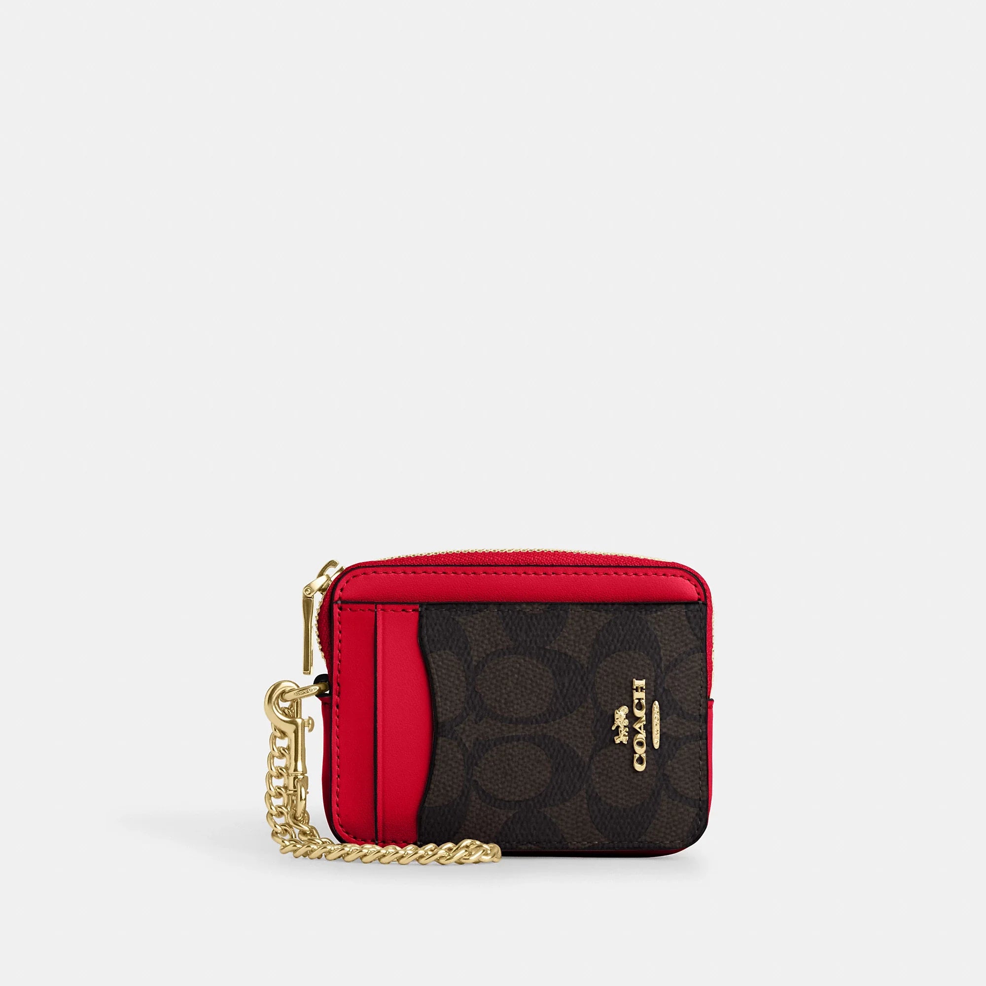 Coach Zip Card Case Signature Canvas