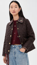 Barbour Women's Icons Tartan Collar Cropped Liddesdale Quilted Jacket - Rustic/Muted