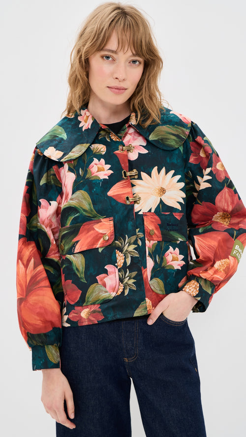 Barbour Women's X Farm Rio Wild Casual Jacket - Navy Wildflower/Flower Navy