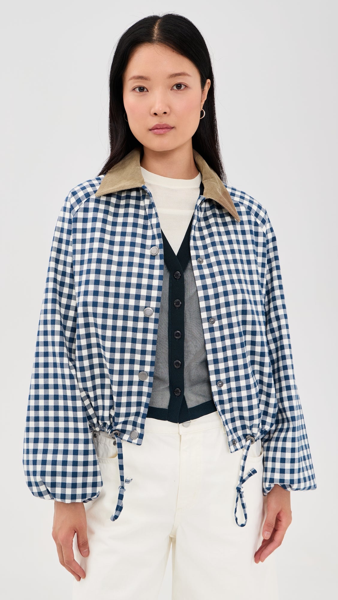 Barbour Women's Ovingham Casual Jacket - Gingham Navy/Neutral