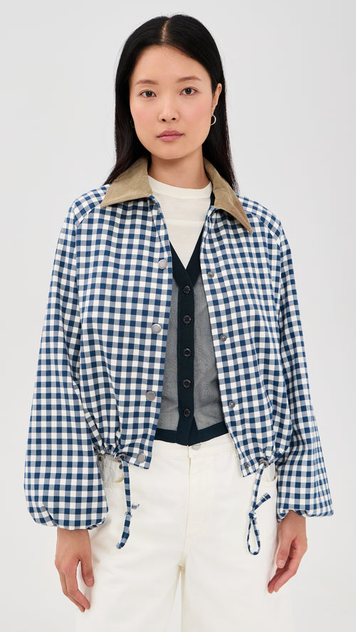 Barbour Women's Ovingham Casual Jacket - Gingham Navy/Neutral