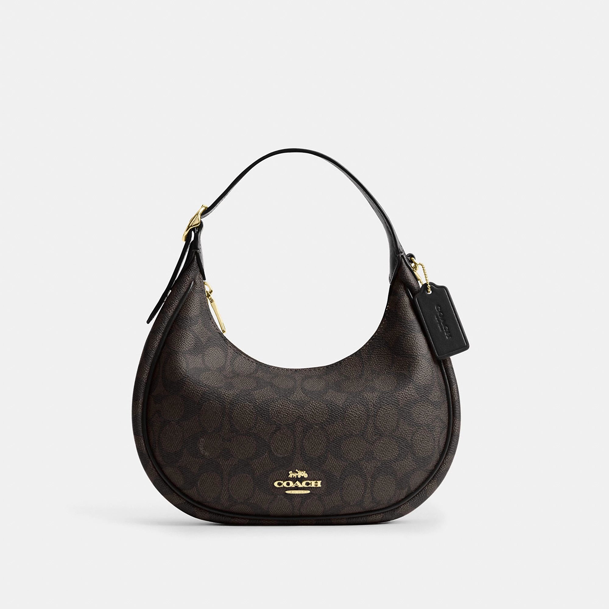 Coach Emily Shoulder Bag In Signature Canvas - gold/walnut/black