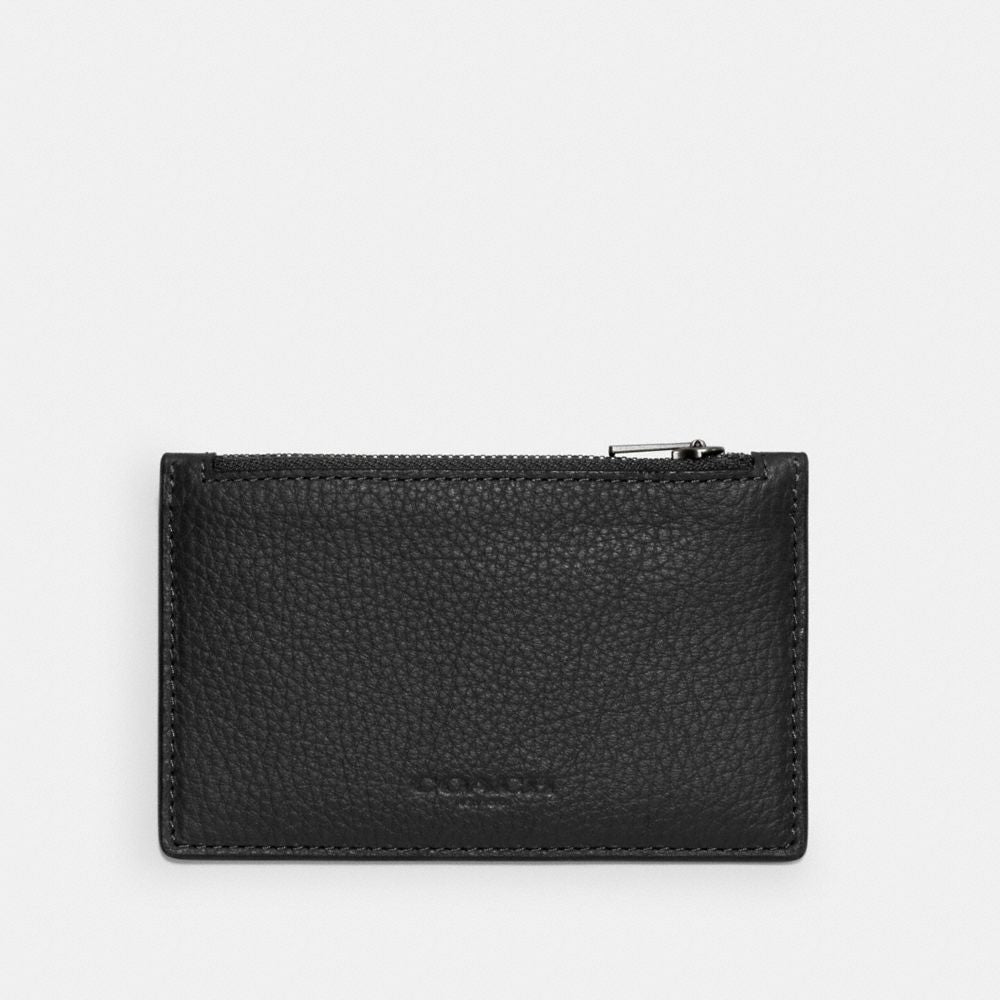 Coach Zip Card Case In Pebbled Leather