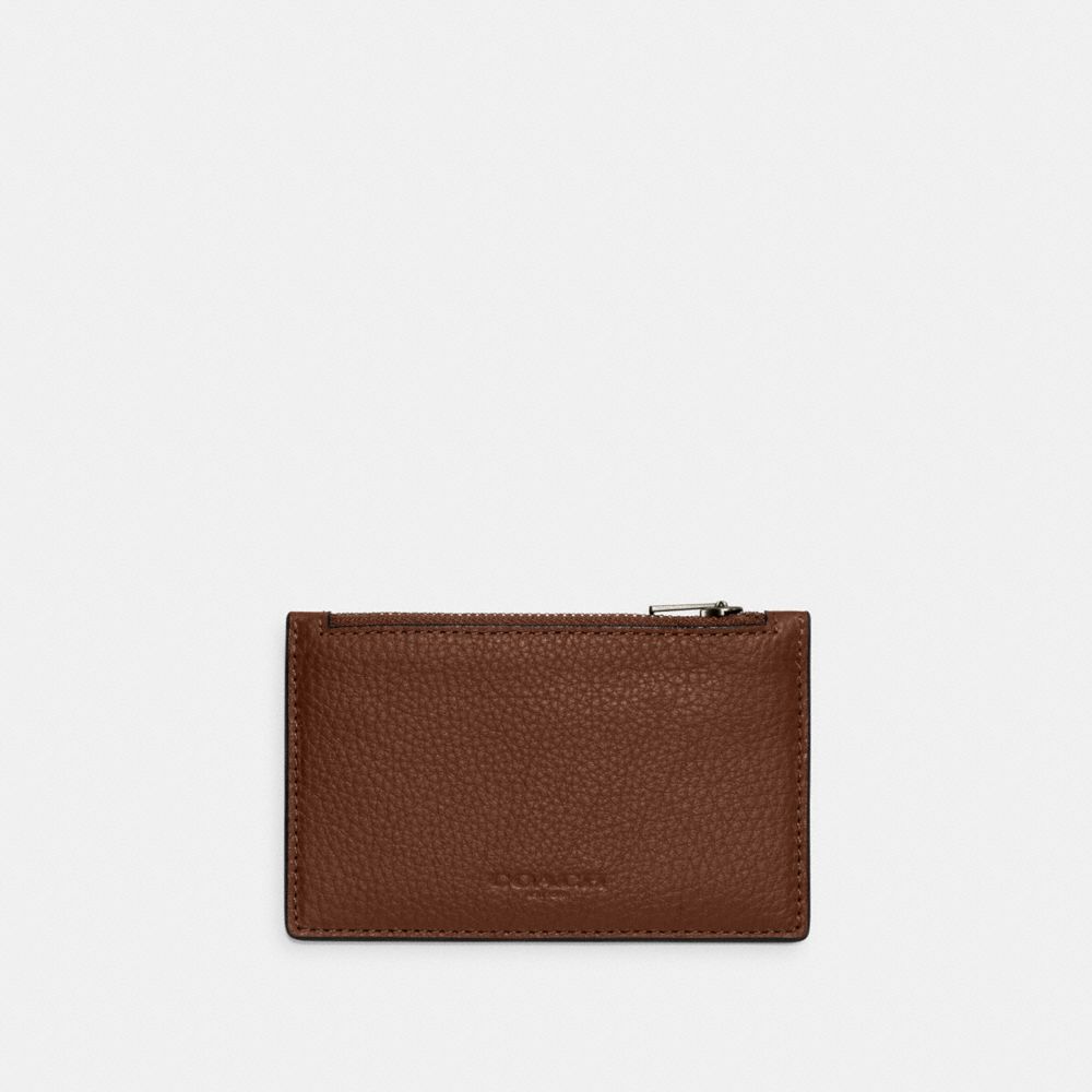 Coach Zip Card Case In Pebbled Leather