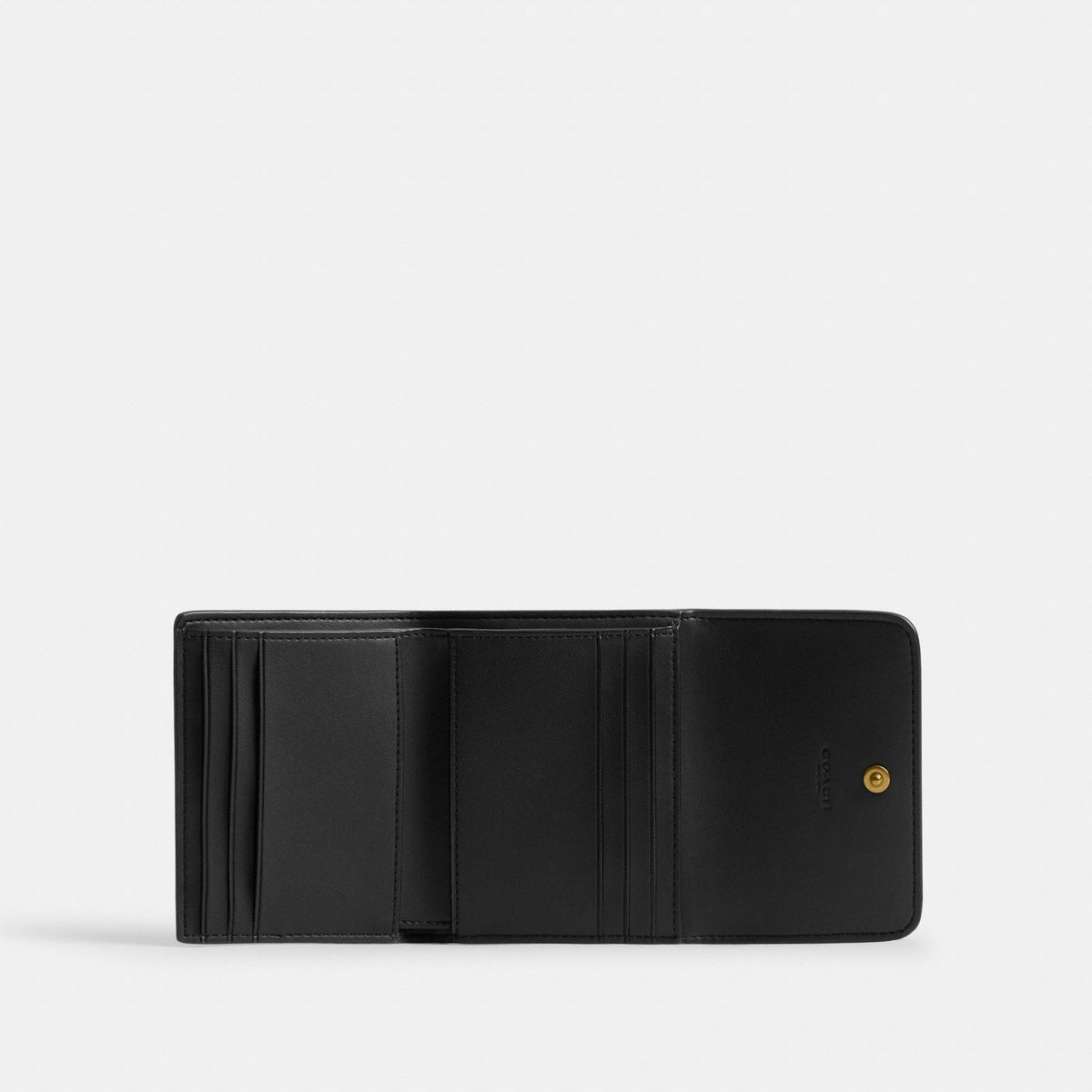 Coach Mila Small Flap Wallet Black open